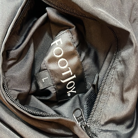 Footjoy Black Golf V-Neck Windbreaker Jacket Mens large Polyester White coat FJ - Picture 12 of 13